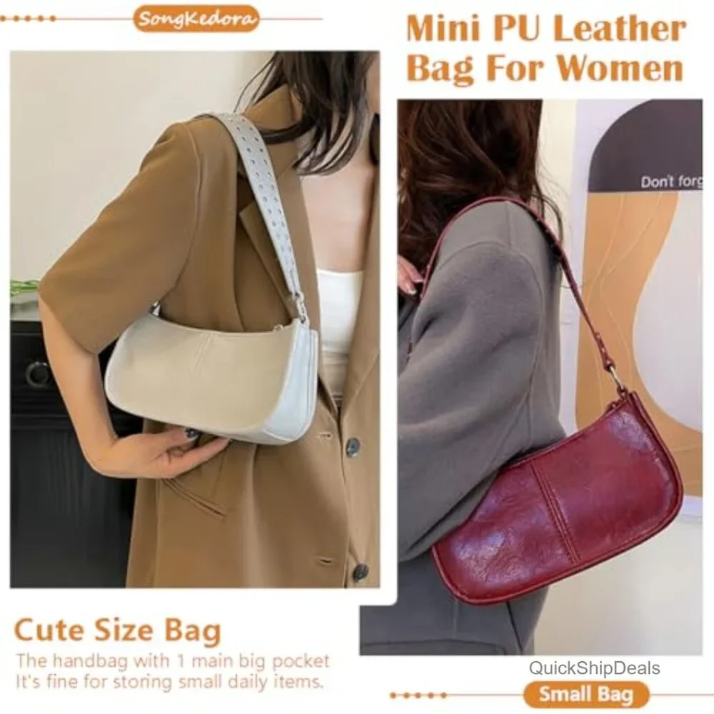 Y2K Studded Faux Leather Hobo Bag Adjustable Strap Crossbody Shoulder Purse - Picture 3 of 7